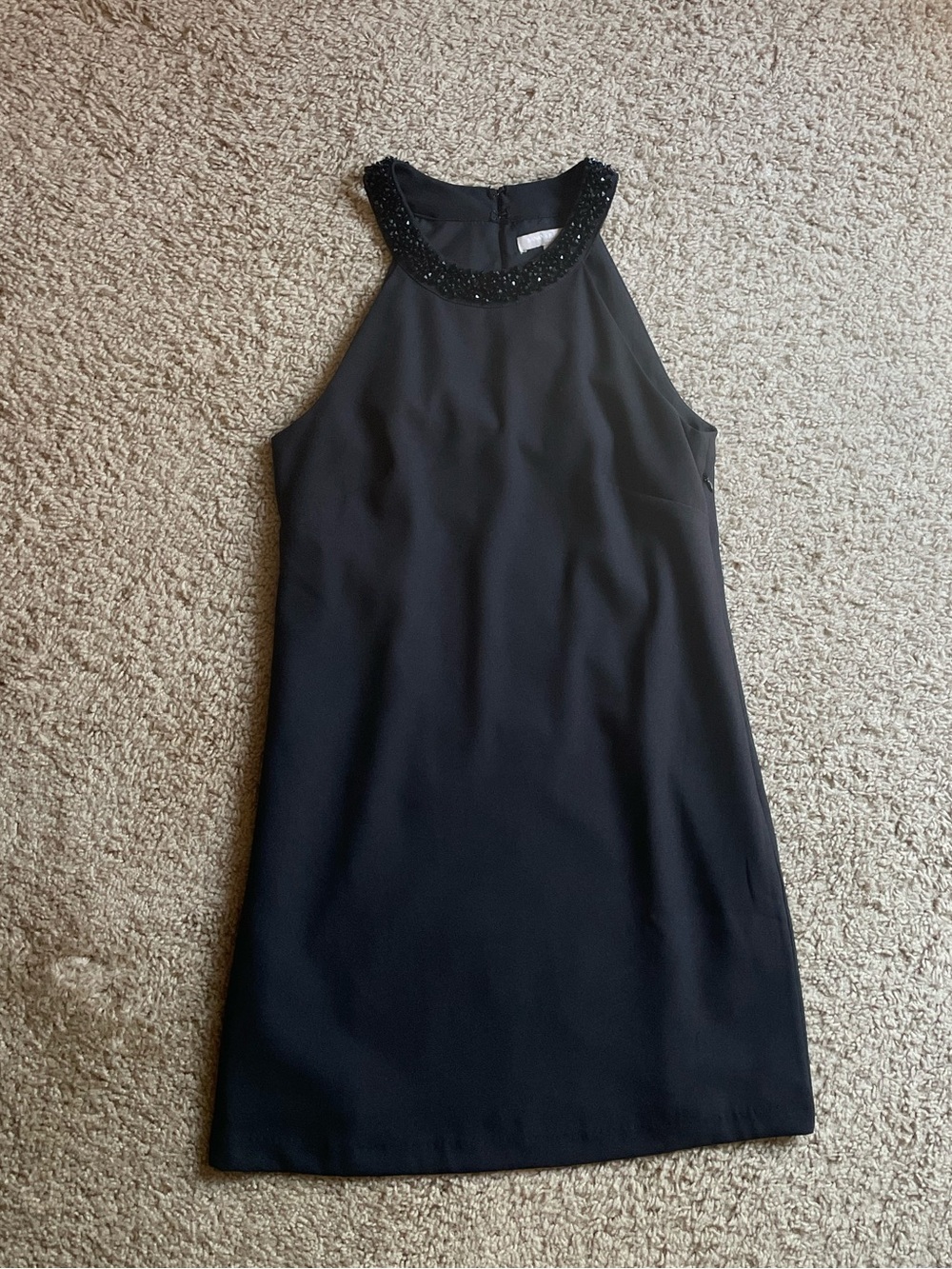 Banana Republic Black Beaded Halter Sheath Dress